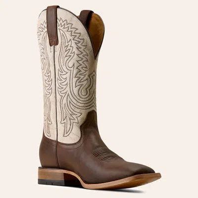 Ariat Men's Slatewood Dark Whiskey & Shredded White Wide Square Toe Cowboy Boots In Brown