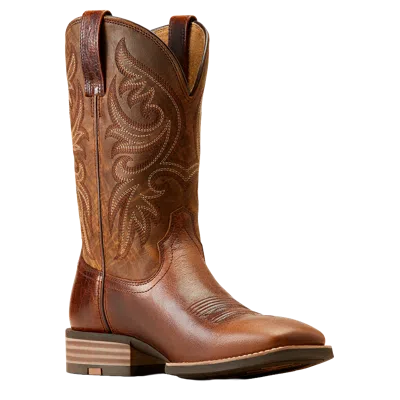 Pre-owned Ariat Men's Slingshot Beasty Brown & Rugged Tan Western Boots 10050936