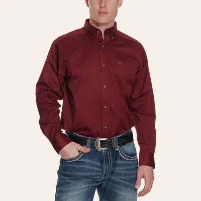 Ariat Men's Solid Burgundy Long Sleeve Western Shirt In Red