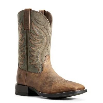 Pre-owned Ariat Men's Sorrel Crunch & Army Green Amos Boots 10029688