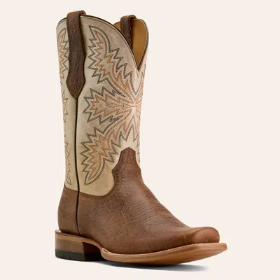 Ariat Men's South Fork Adobe Clay & Sandstorm Cream Cutter Toe Cowboy Boots In Brown