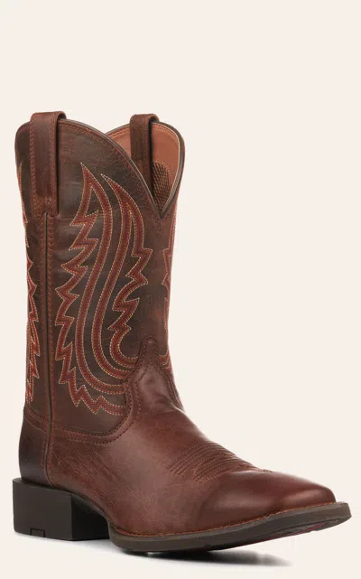 Ariat Men's Sport Big Country Almond Buff Wide Square Toe Cowboy Boots In Brown