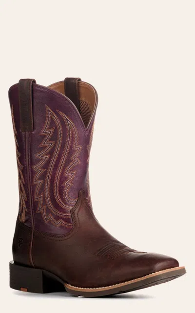Ariat Men's  Sport Big Country Barley Brown And Purple Wide Square Toe Cowboy Boots