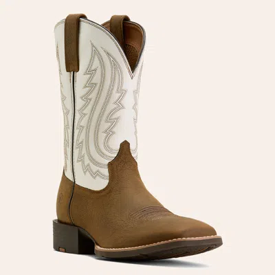 Ariat Men's Sport Big Country Mustang Brown & Smokey Cream Wide Square Toe Cowboy Boots