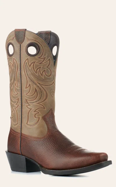 Ariat Men's Sport Brown Oiled Rowdy And Bomber Punchy Square Toe Cowboy Boots