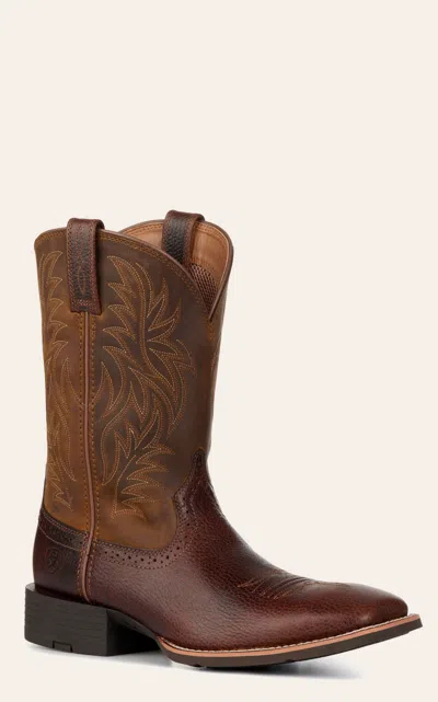 Ariat Men's Sport Fiddle Brown Wide Square Toe Cowboy Boots