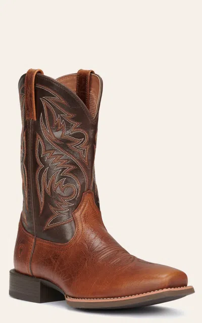 Ariat Men's Sport Herdsman Peanut Butter & Brown Punchy Toe Cowboy Boots