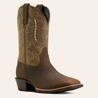 Ariat Men's Sport Outfitter Driftwood Tan & Dark Brown Elephant Print Wide Square Toe Cowboy Boots