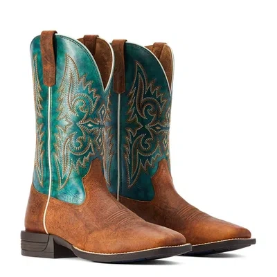 Pre-owned Ariat Men's Square Toe Boots Teal Wild Thang In Blue