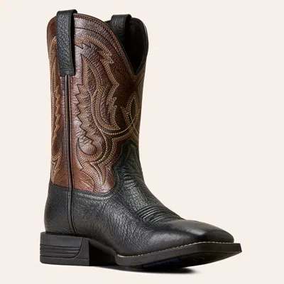 Ariat Men's Steadfast Black & Brown Wide Square Toe Cowboy Boot