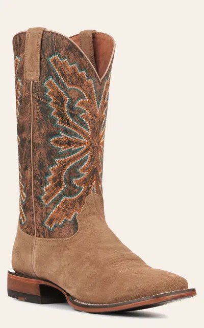 Ariat Men's Sting Tan Roughout And Dark Tan Tekstep Wide Square Toe Cowboy Boots In Brown