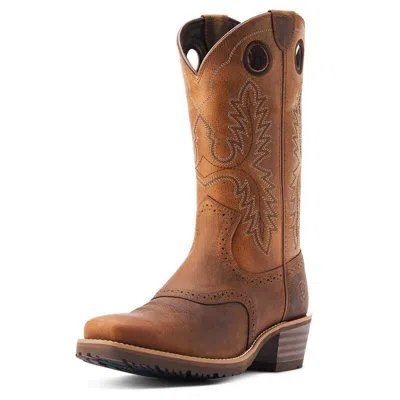 Pre-owned Ariat Men's Style No. 10044565 Hybrid Roughstock Square Toe Western Boot In Brown