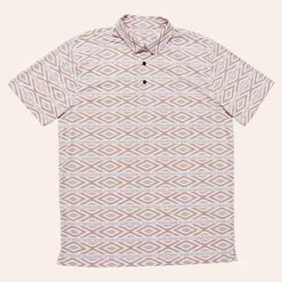 Ariat Men's Tan Aztec Print Fitted Polo Shirt In Brown