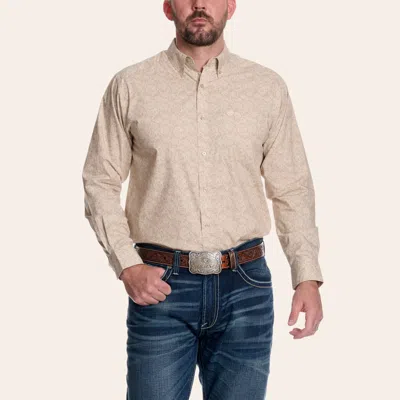 Ariat Men's Tan Paisley Print Western Shirt In Neutral