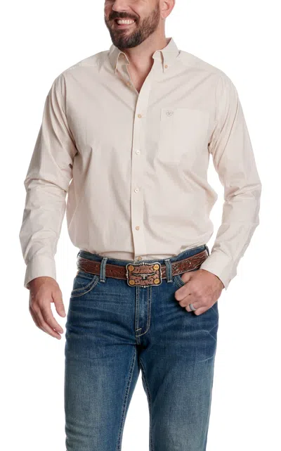 Ariat Men's Tan Stripe Print Western Shirt In Pink