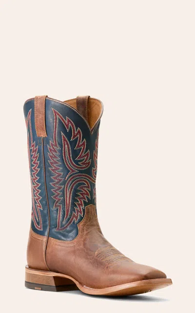Ariat Men's Tanglewood Bone And Blue Wide Square Toe Cowboy Boots In Multi