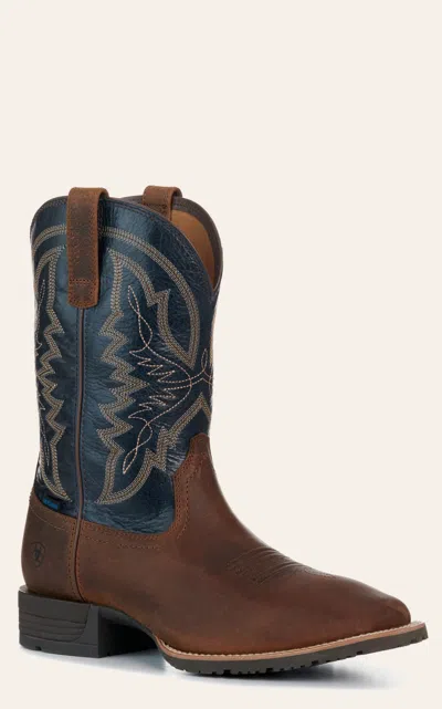 Ariat Men's Tavern Taupe Dark Denim Waterproof Wide Square Toe Cowboy Boots In Black