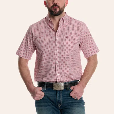 Ariat Men's Teagan Red & White Geo Print Shirt In Multi