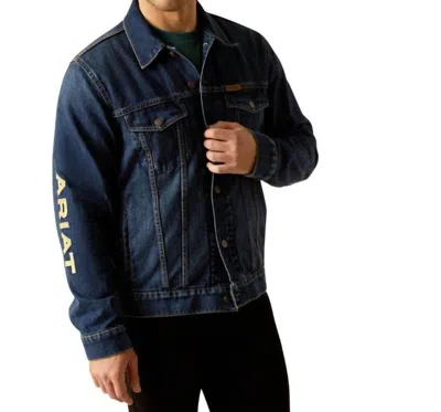 Ariat Men's Team Denim Trucker Jacket In Dark Blue