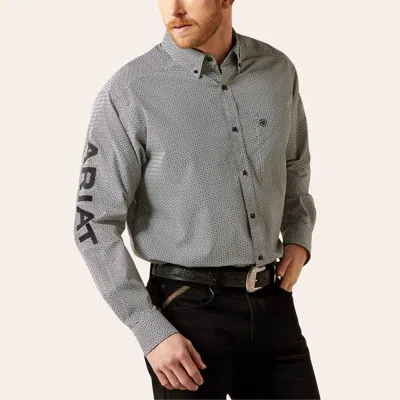 Ariat Men's Team Fit Black & White Geo Print Western Shirt In Gray
