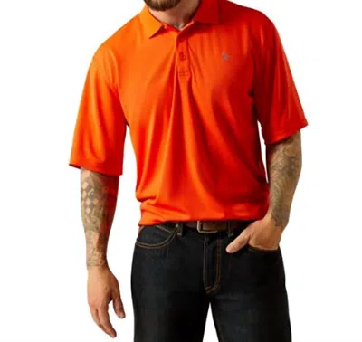 Ariat Men's Tek Short Sleeve Polo Shirt In Cherry Tomato In Orange
