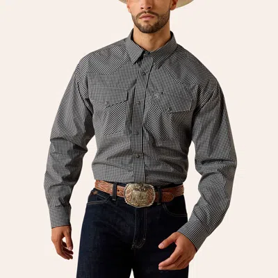 Ariat Men's Tobin Black Plaid Print Long Sleeve Pearl Snap Western Shirt