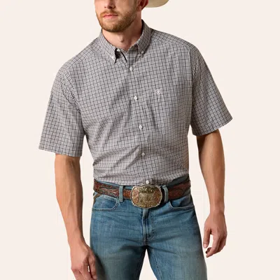 Ariat Men's Tommy Black Plaid Print Shirt In Gray