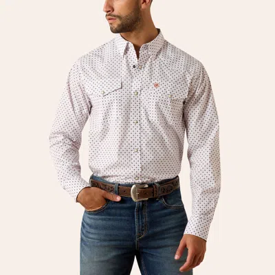 Ariat Men's Tony White Geo Print Long Sleeve Pearl Snap Western Shirt