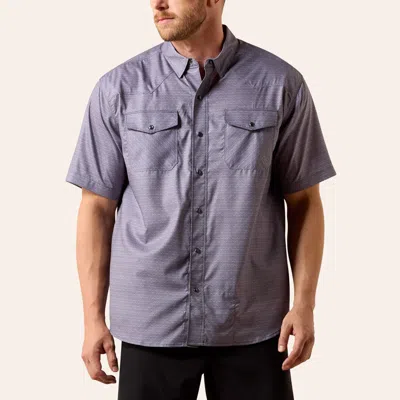 Ariat Men's Venttek Heather Geo Print Classic Pearl Snap Western Shirt In Blue