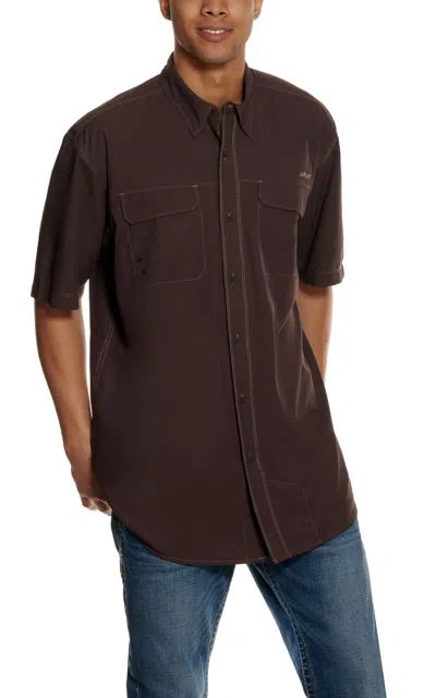 Ariat Men's Venttek Outbound Chocolate Short Sleeve Shirt In Brown