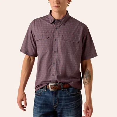 Ariat Men's Venttek Purple Aztec Geo Print Shirt In Brown