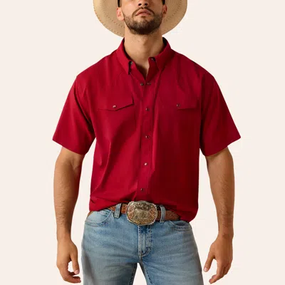 Ariat Men's Venttek Rhubarb Pearl Snap Short Sleeve Western Shirt In Red