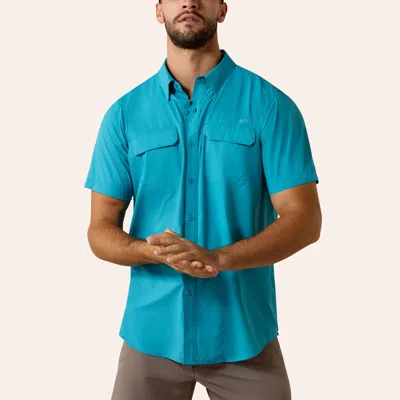 Ariat Men's Venttek Teal Fitted Shirt In Blue