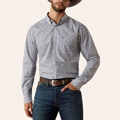 Ariat Men's Weaver White & Blue Floral Print Wrinkle Free Long Sleeve Shirt