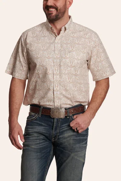 Ariat Men's Wellington Khaki Paisley Print Western Shirt In Neutral