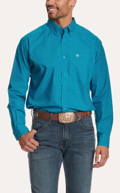 Ariat Men's Wesson Blue & Turquoise Geo Print Long Sleeve Western Shirt
