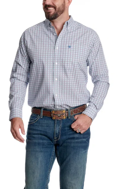 Ariat Men's White & Blue Geo Print Western Shirt