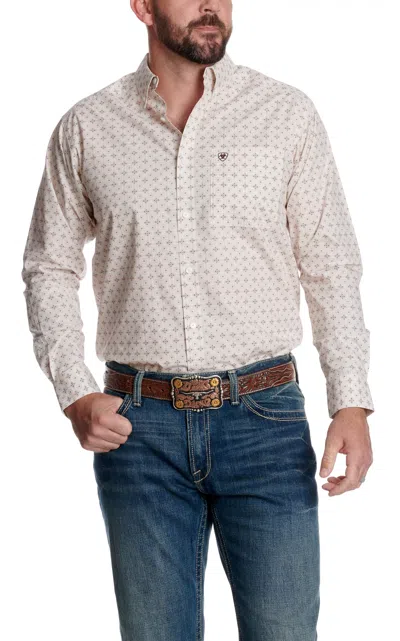 Ariat Men's White & Brown Geo Print Western Shirt