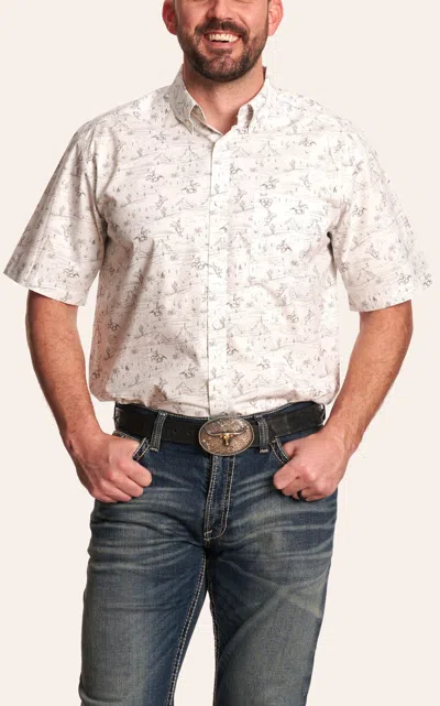 Ariat Men's White & Gray Desert Cowboy Print Western Shirt