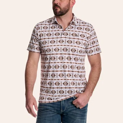 Ariat Men's White Aztec Stripe Print Fitted Polo Shirt In Multi