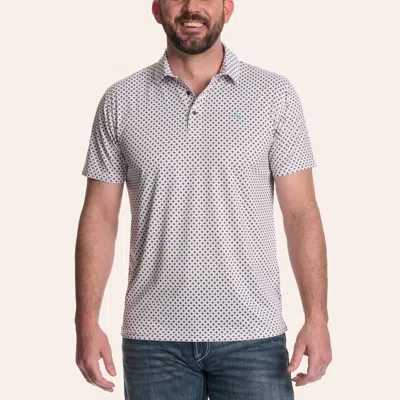 Ariat Men's White Geo Print Fitted Polo Shirt In Gray