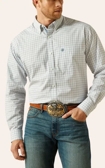 Ariat Men's White Navy & Gray Check Print Western Shirt