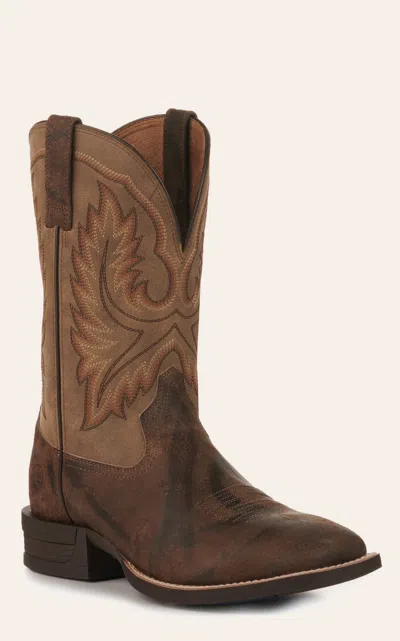 Ariat Men's Wilder Brown & Antique Gray Shock Shield Wide Square Toe Cowboy Boots