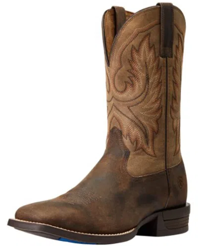 Pre-owned Ariat Men's Wilder Western Boot - Broad Square Toe - 10042466 In Brown