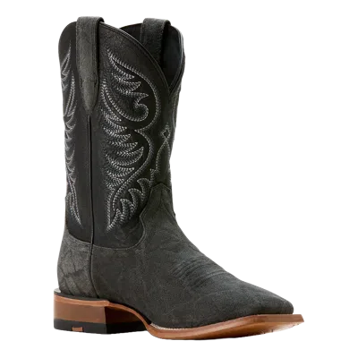 Pre-owned Ariat Men's Wiley Black Elephant Roughout Print Cowboy Boot 10053632