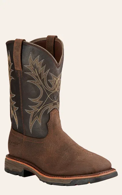 Ariat Men's Workhog Bruin Brown And Coffee Waterproof Square Toe Work Boots