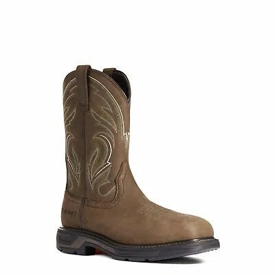 Pre-owned Ariat Men's Workhog Xt Cottonwood Brown Carbon Toe Work Boots 10038318
