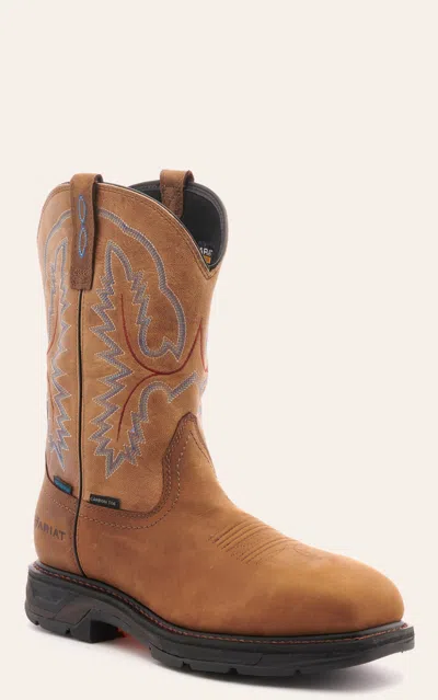 Ariat Men's Workhog Xt Distressed Brown Waterproof Wide Square Composite Toe Work Boot