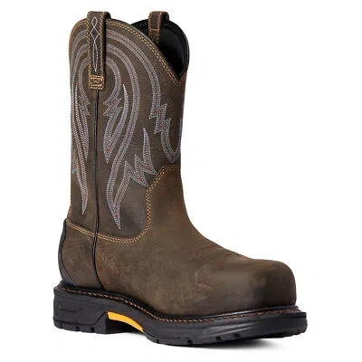 Pre-owned Ariat Men's Workhog Xt Tumbleweed H2o Dark Brown Boot 10035911