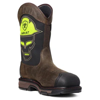 Pre-owned Ariat Men's Workhog® Xt Venttek™ Bold H2o Work Boots 10035881 In Brown